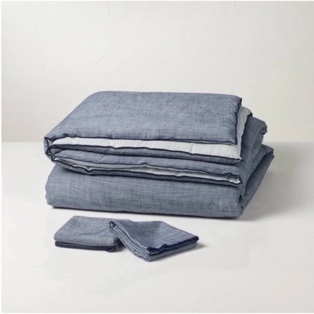 NWT 3pc Full/Queen Reversible Comforter Set Blue - Hearth & Hand with Magnolia
